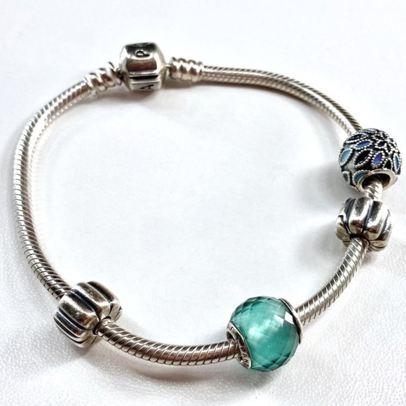Pandora Jewelry - Pandora Moments Snake Chain Bracelet (6.7 Inches)  + 2 Charms + 2 Clip Charms
